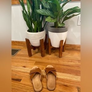 Madewell Louisa Crisscross Slide, English Saddle, Size 7